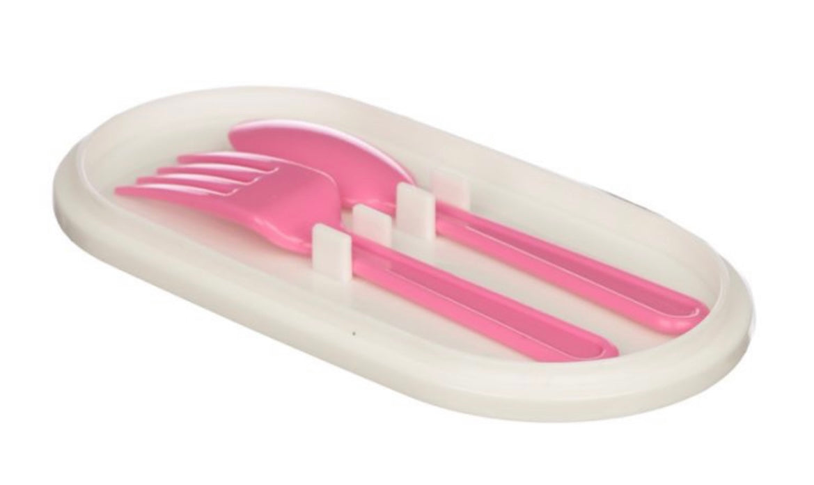 VW Camper Stacked Bento Lunch Bow With Cutlery - Pink