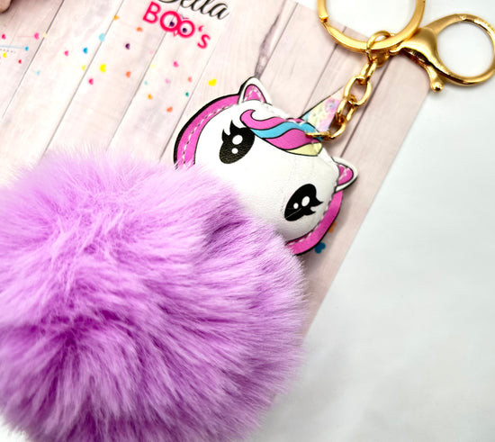 Load image into Gallery viewer, Fluff Ball Unicorn Keyring
