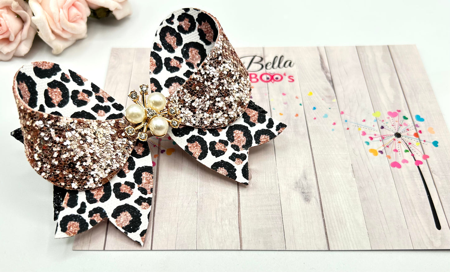 Load image into Gallery viewer, Gold Leopard Fancy Hair Bow
