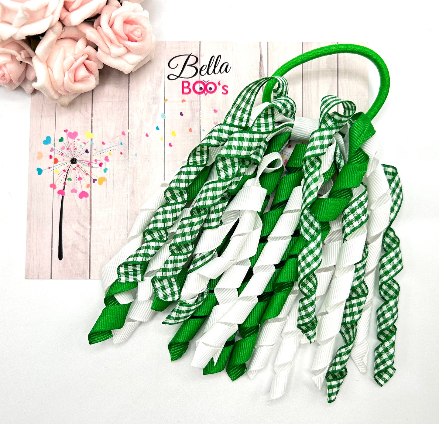 Load image into Gallery viewer, Green &amp;amp; White Korker Hair Bobble
