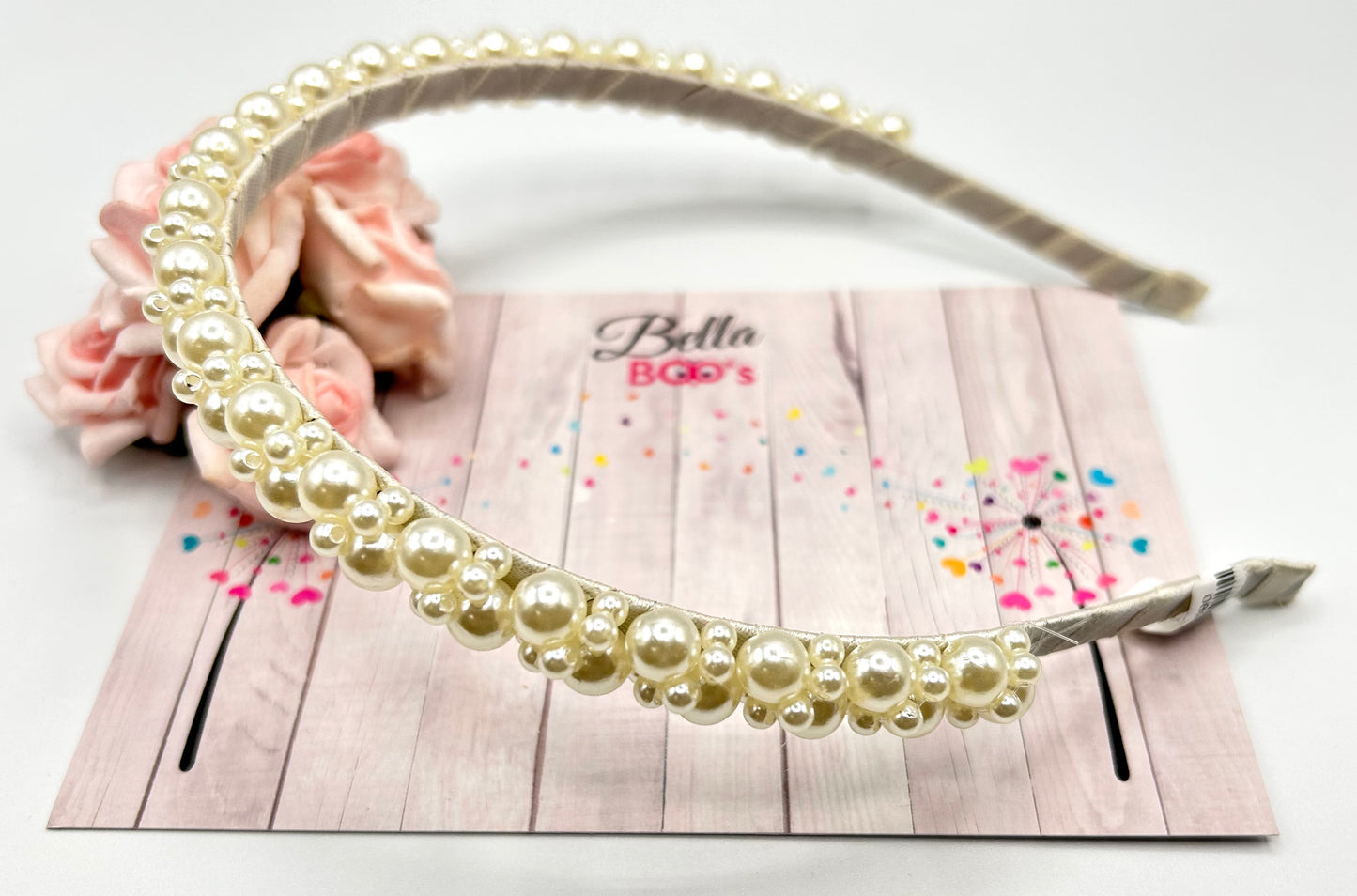 Load image into Gallery viewer, Ivory Faux Pearl Cluster Hair Band
