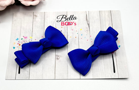 Ribbon Hair Bow Set - Royal Blue