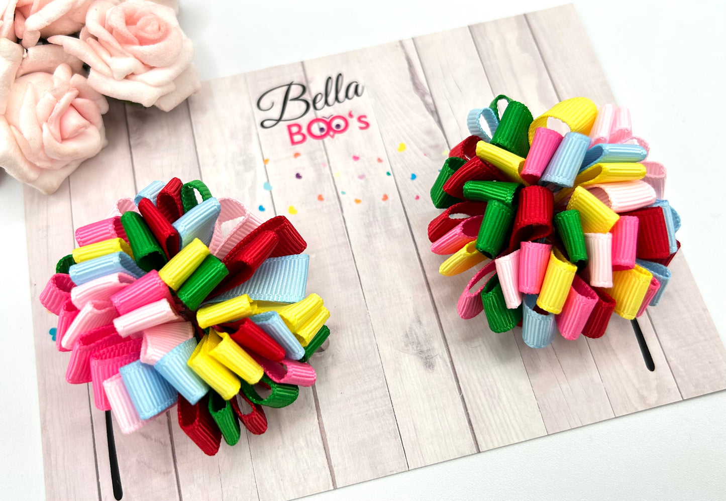 Multi Coloured Loopy Ribbon Clip Set