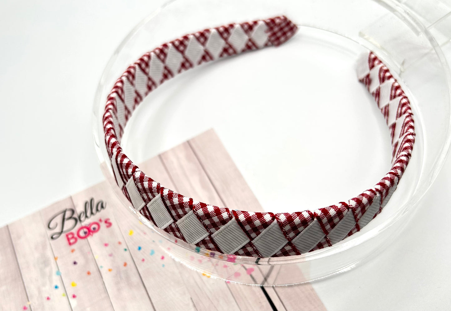 Red & White Woven Hair Band