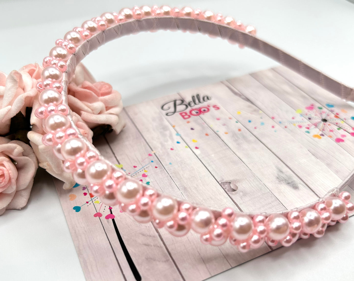 Load image into Gallery viewer, Pink Faux Pearl Cluster Hair Band
