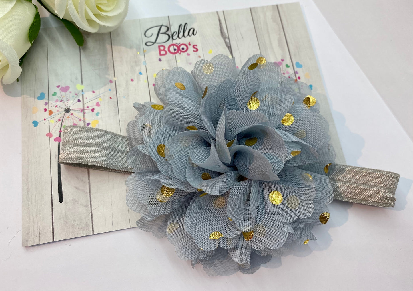 Grey & Gold Flower Baby Band