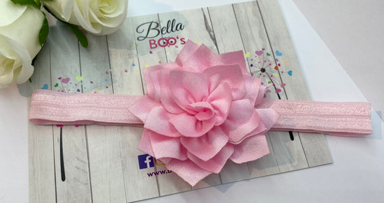 Load image into Gallery viewer, Pink Satin Flower Baby Band
