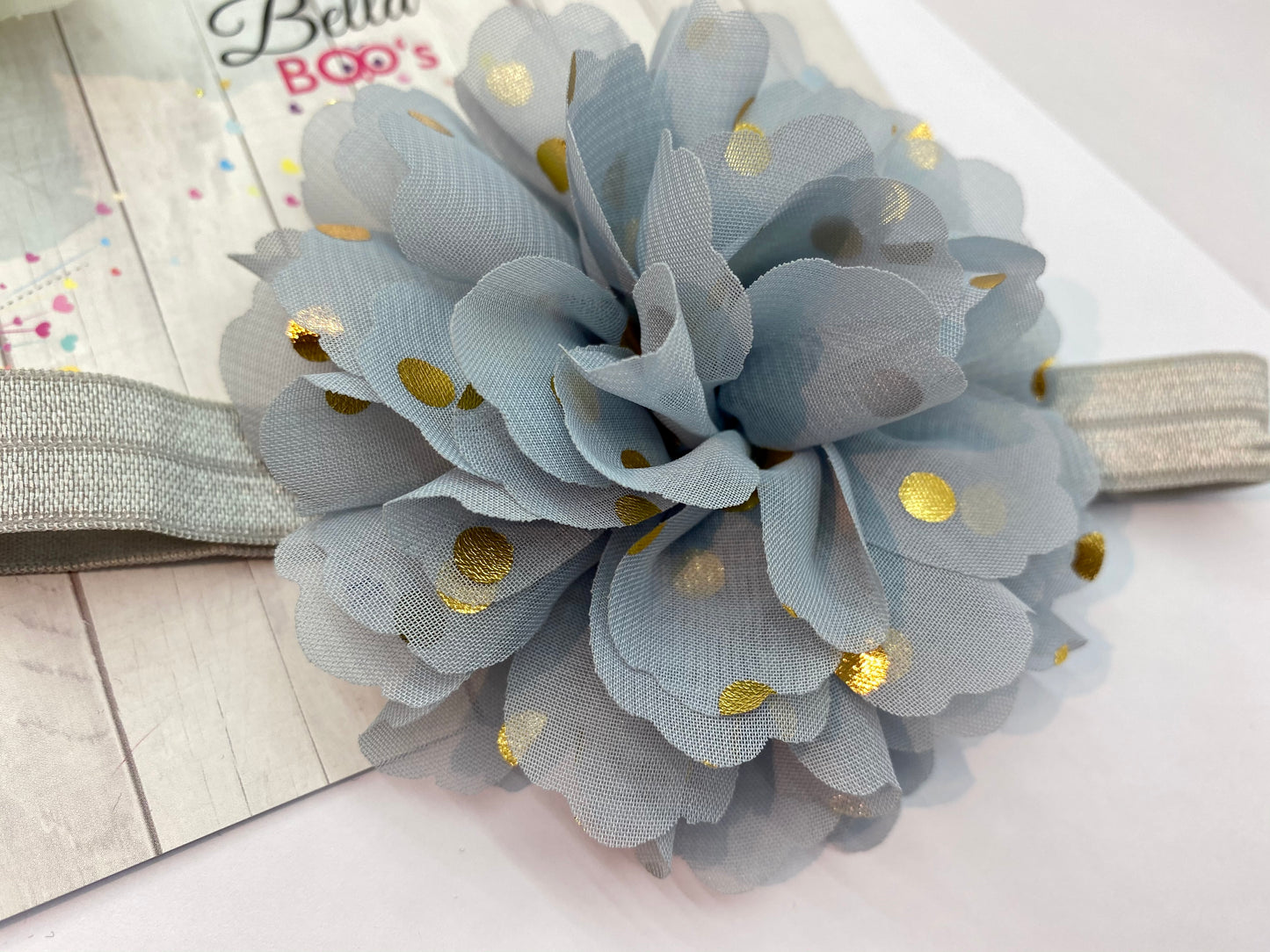 Grey & Gold Flower Baby Band