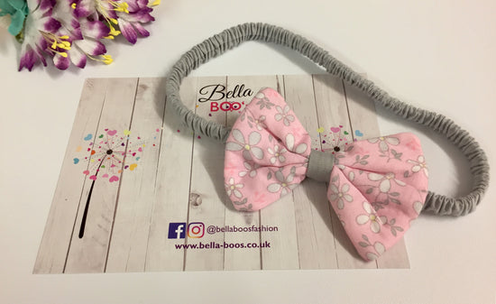 100% Cotton Baby Bow Head Band - Pink