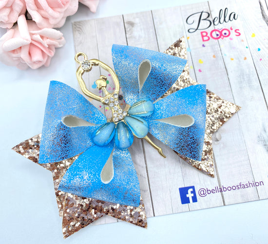 Ballerina Twinkle Hair Bow - Blue & Gold