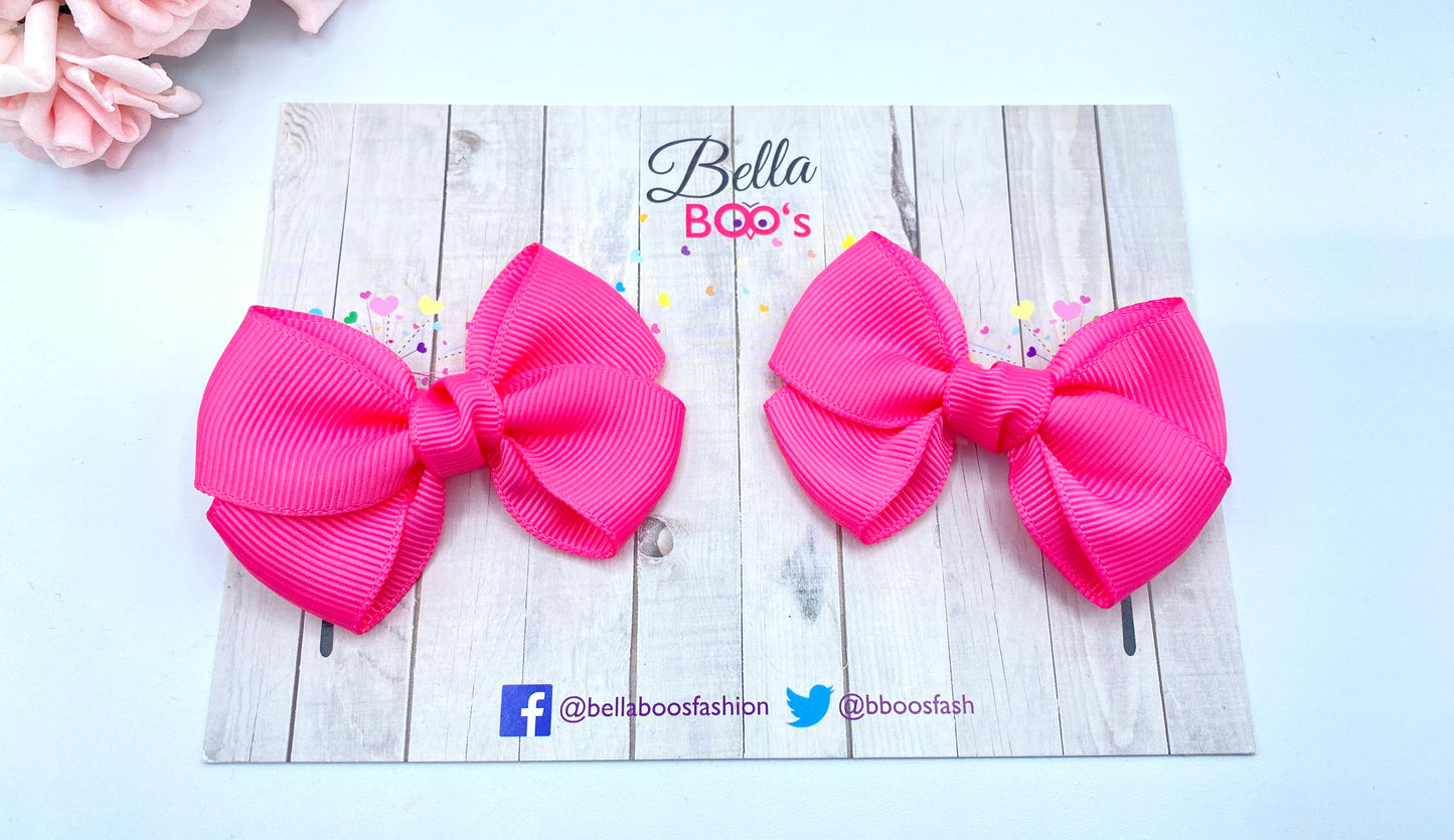 Ribbon Hair Bow Set - Pink