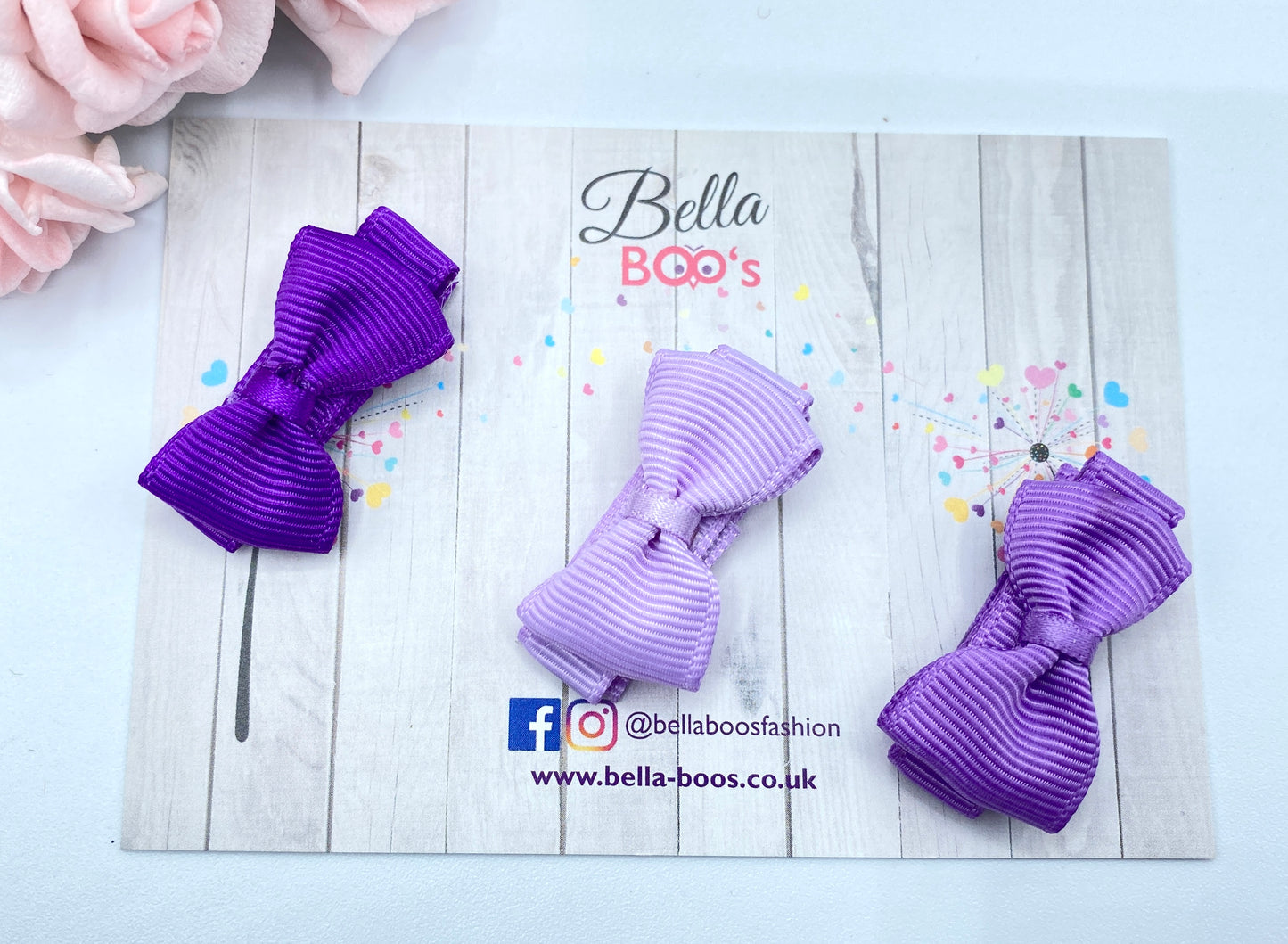 Load image into Gallery viewer, Purple &amp;amp; Lilac Small Hair Bow Clip Set
