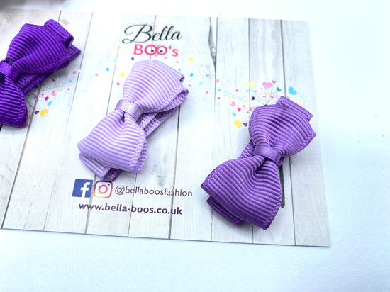 Load image into Gallery viewer, Purple &amp;amp; Lilac Small Hair Bow Clip Set
