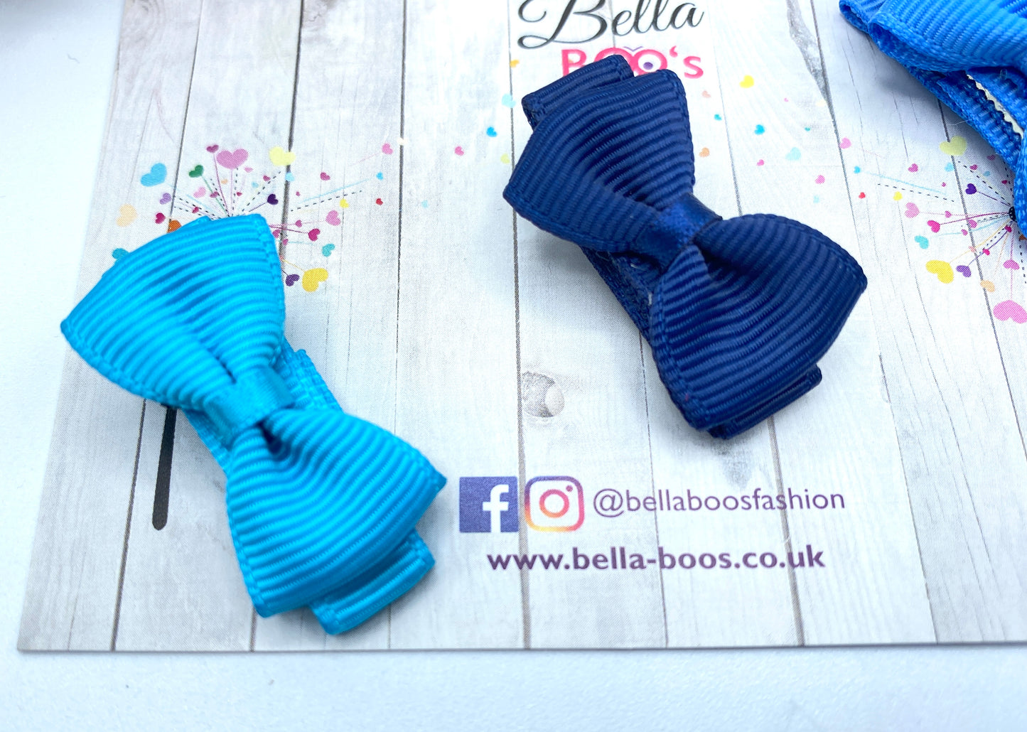Blue Hues Small Hair Bow Clip Set