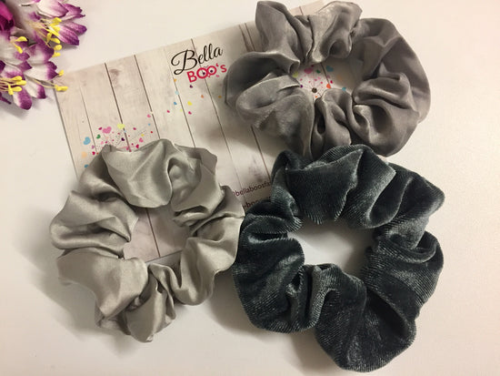 Slate Greys/Silver - Set Of 3 Scrunchies