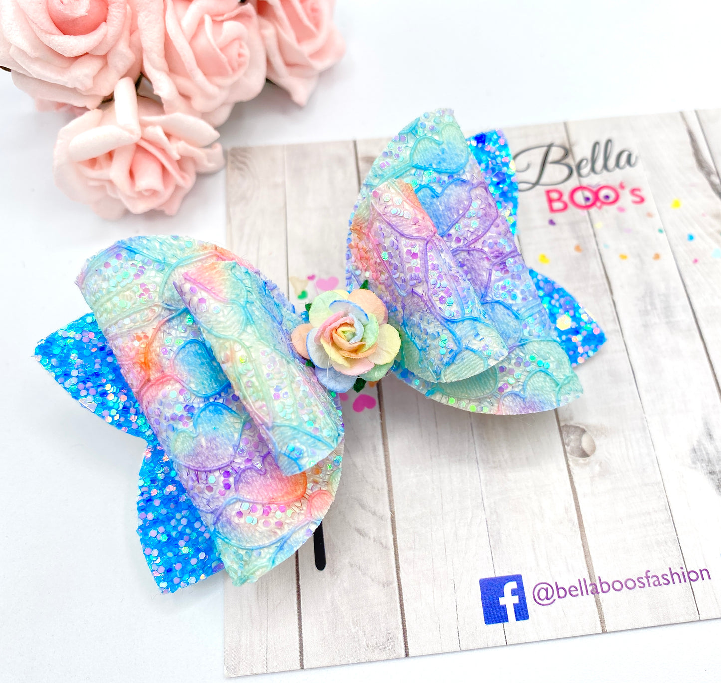 Load image into Gallery viewer, Rainbow Glitter Lace Hair Bow
