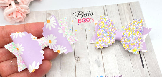 Load image into Gallery viewer, Bella Hair Bow Set - Lilac Daisy
