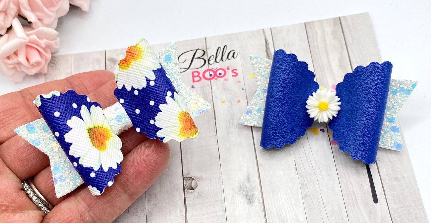 Load image into Gallery viewer, Bella Hair Bow Set - Blue Daisy
