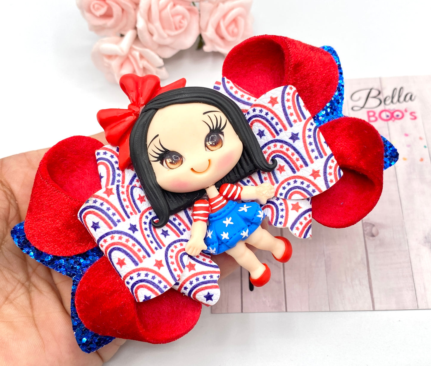 Load image into Gallery viewer, Pretty Girl Hair Bow - Handcrafted Clay
