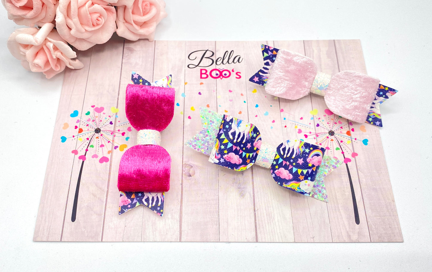 Load image into Gallery viewer, Itsy Bitsy Hair Bow Set - Unicorn Party
