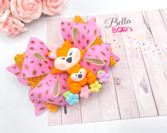 Mummy & Me Fox Hair Bow  Handcrafted Clay