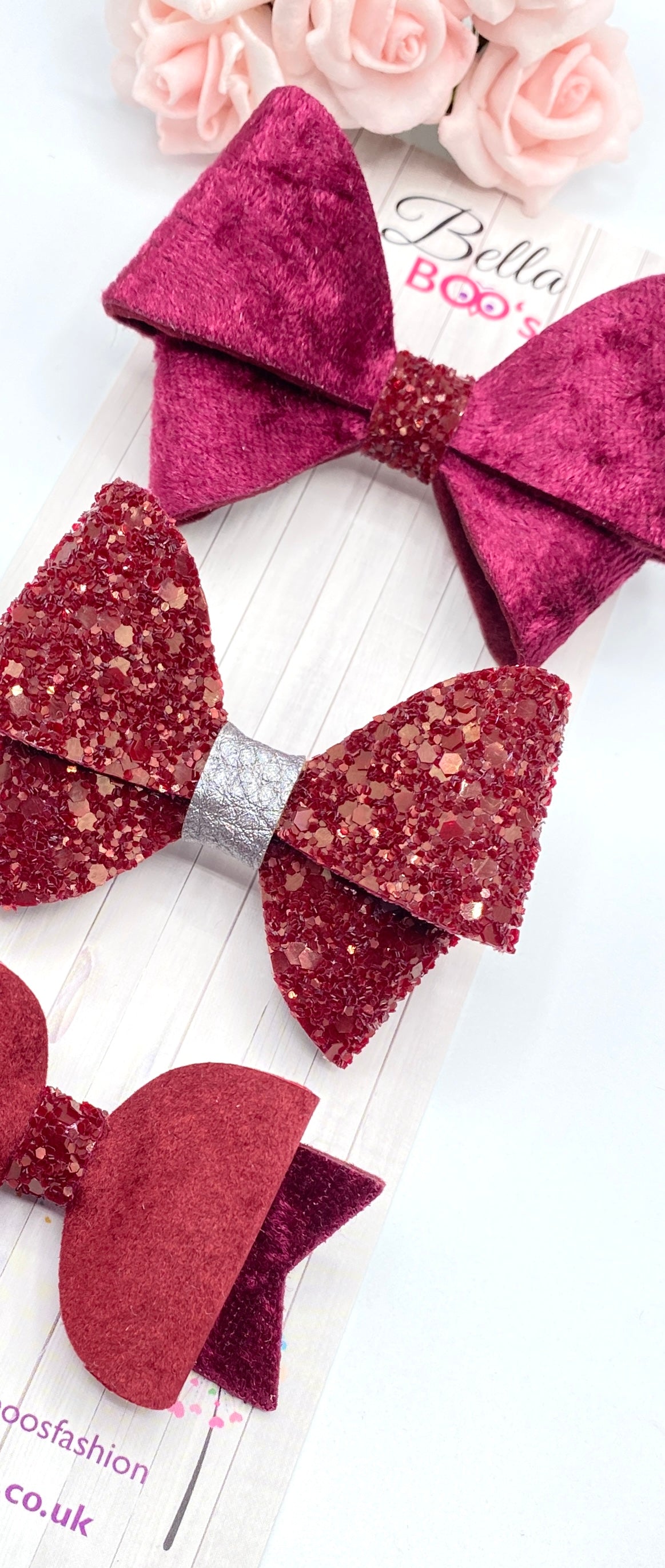 Load image into Gallery viewer, Burgundy Hair Bow Trio
