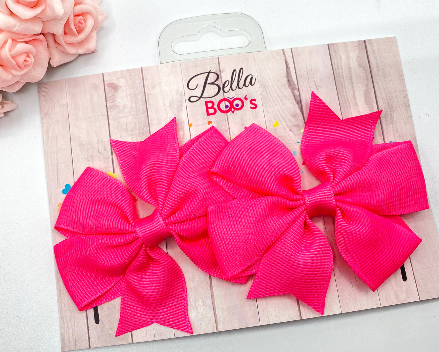 Load image into Gallery viewer, Bright Pink Pinwheel Hair Bow Set
