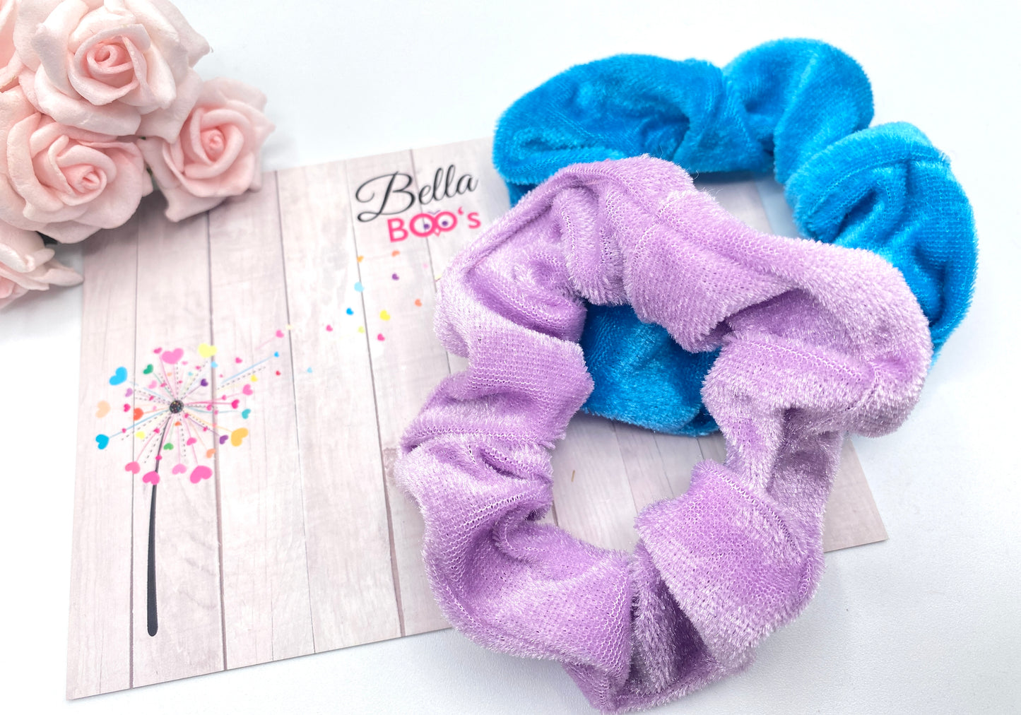 Load image into Gallery viewer, Set Of 2 Hair Scrunchies - Lilac &amp;amp; Blue
