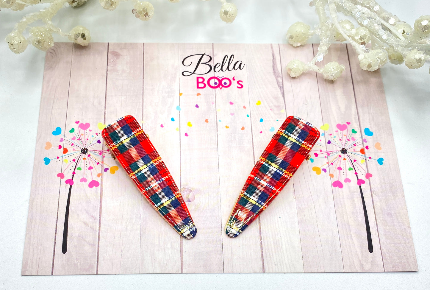 Christmas Tartan Hair Clip Set