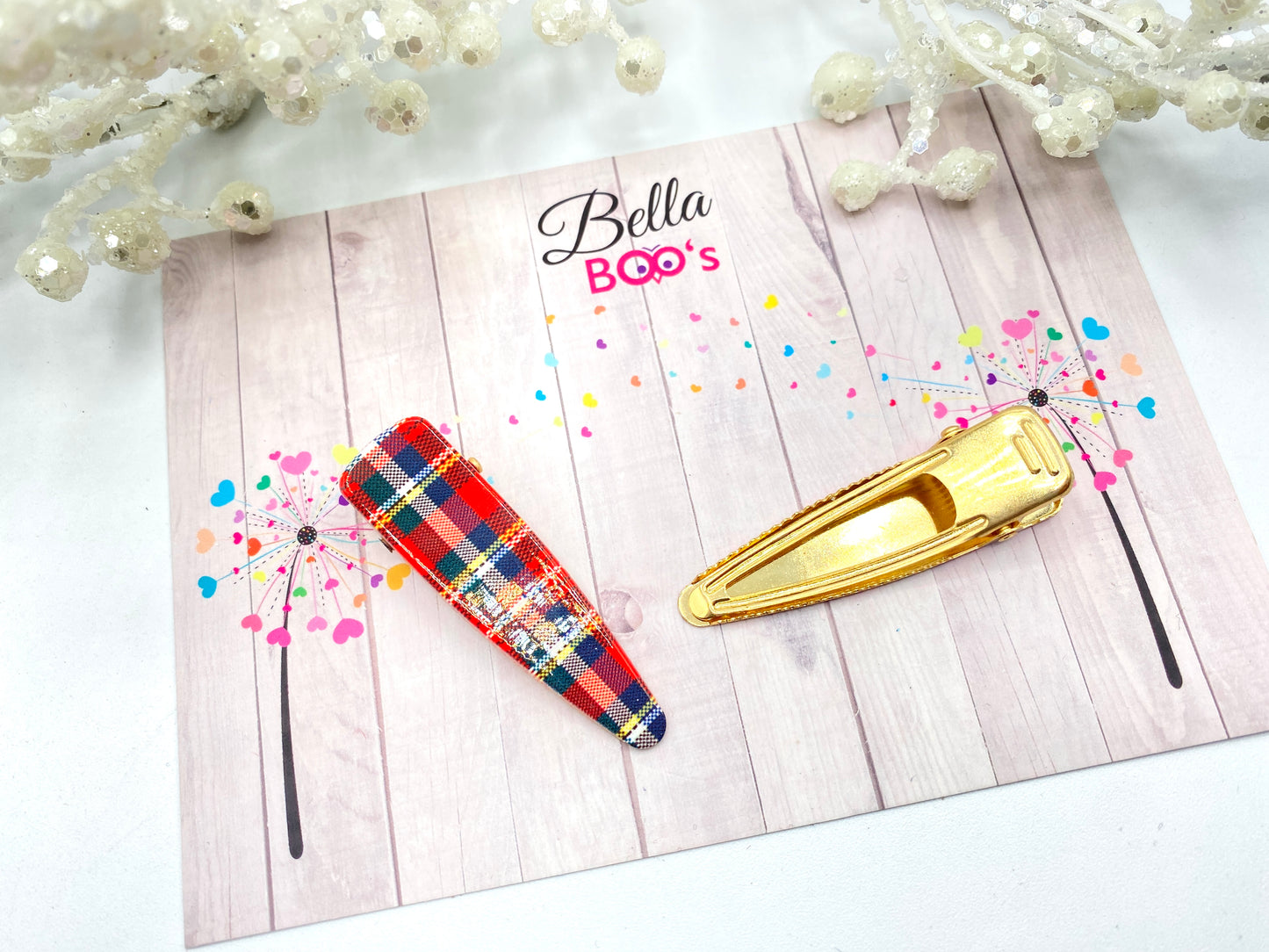 Christmas Tartan Hair Clip Set