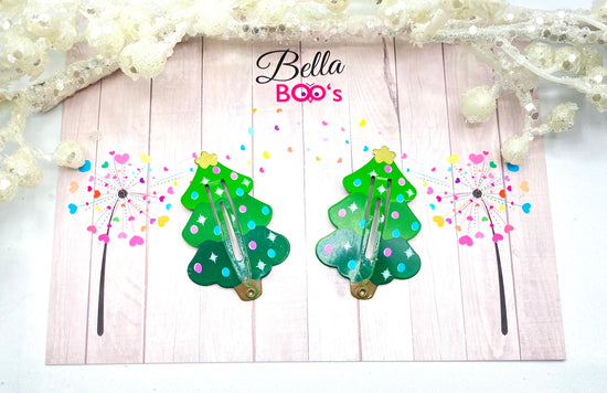 Christmas Tree Hair Clip Set - Choose Your Colour