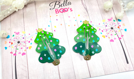 Christmas Tree Hair Clip Set - Choose Your Colour