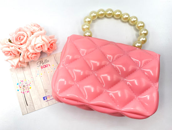 Faux Perl Hand bag - Pink Or White