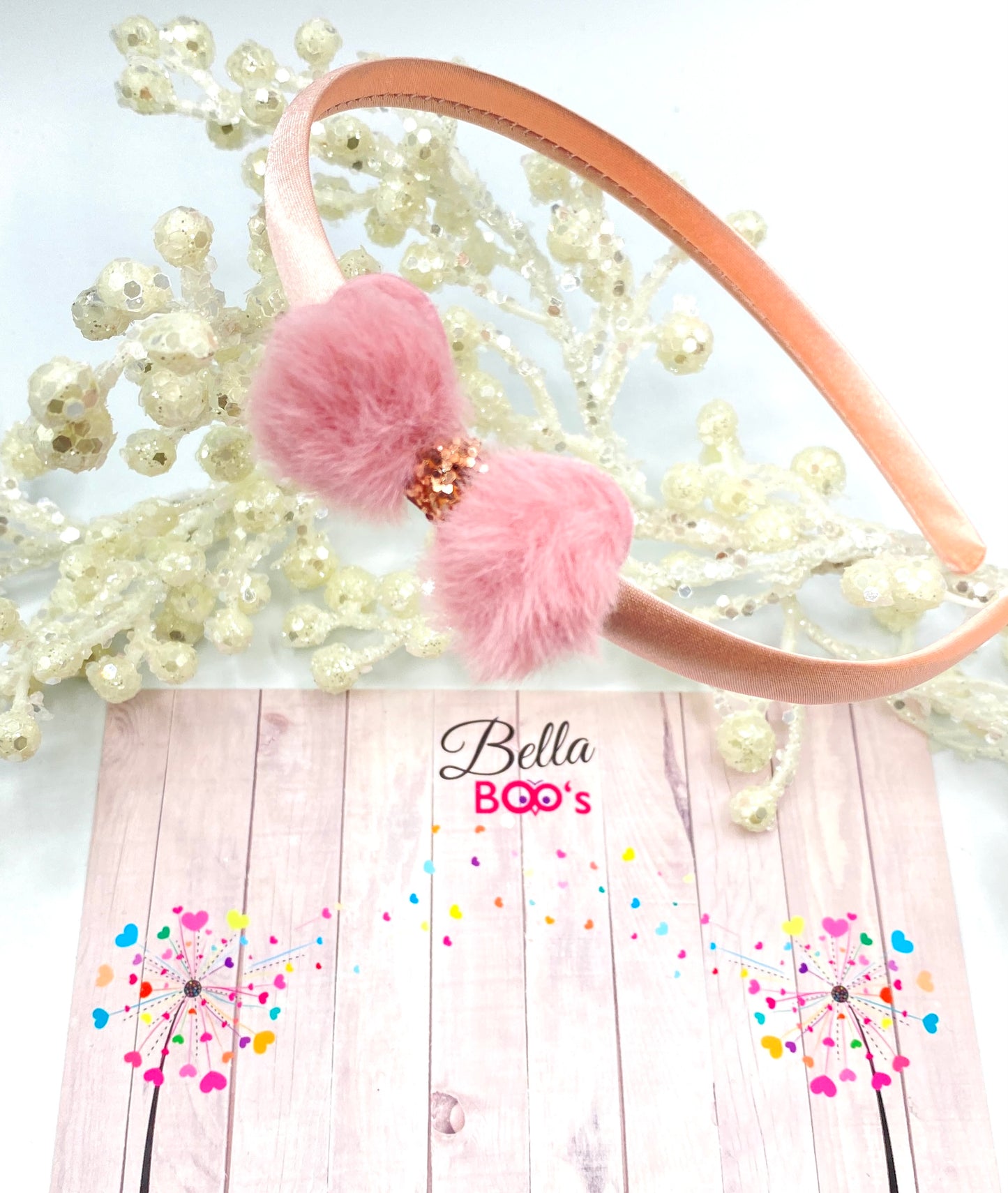Baby Pink Fluffy Bow Hair Band