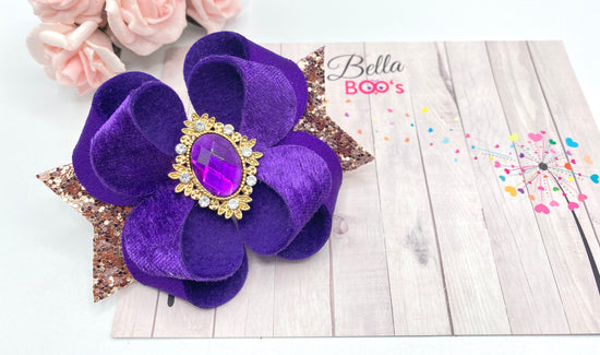 Deluxe Elegance Hair Bow - Purple Lux