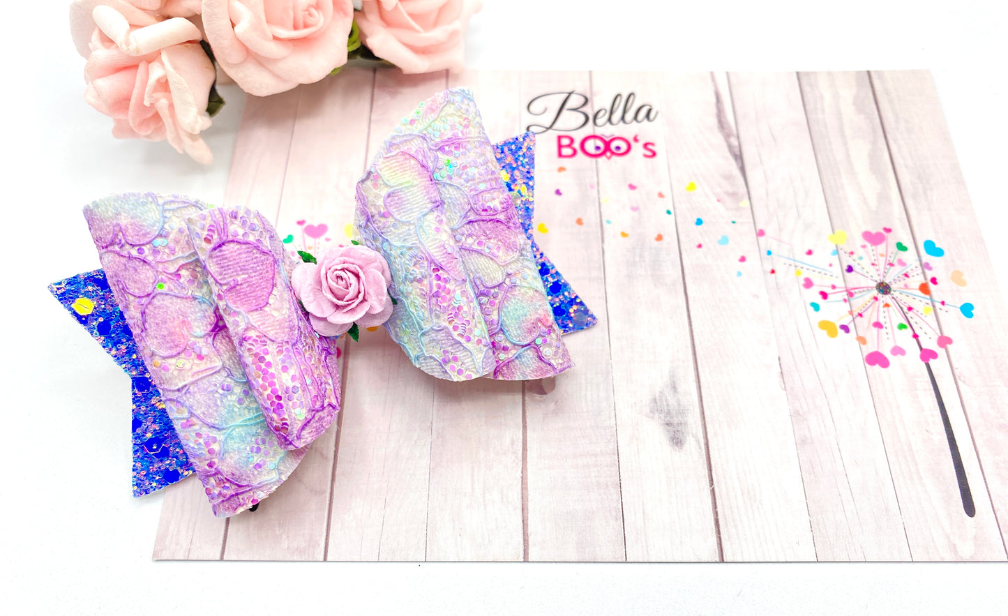 Load image into Gallery viewer, Lilac Glitter Lace  Hair Bow
