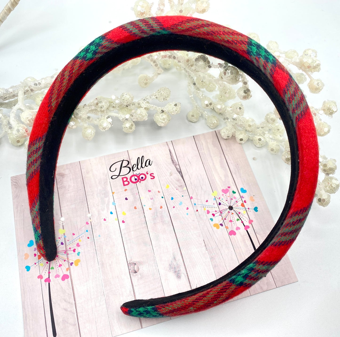 Christmas Tartan Hair Band - Red & Green