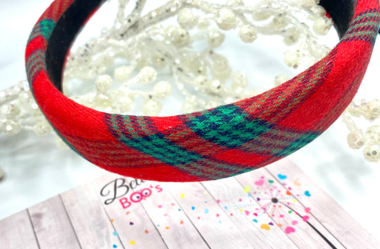 Christmas Tartan Hair Band - Red & Green