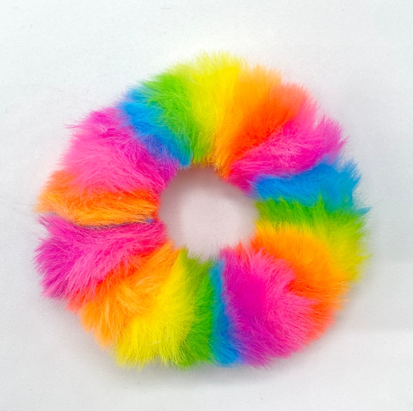 Load image into Gallery viewer, Faux Fur Scrunchie / Bun Cuff - Rainbow Brights
