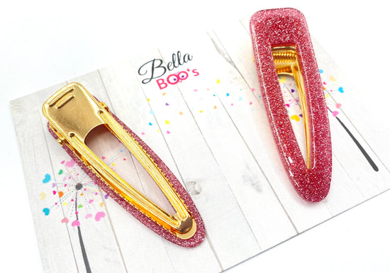 Pink Glitter Hair Clip Set