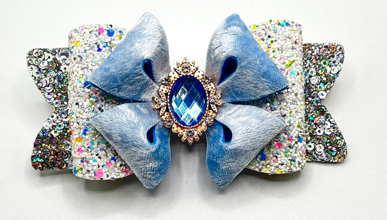 Load image into Gallery viewer, Deluxe Hair Bow - Baby Blue Twinkle
