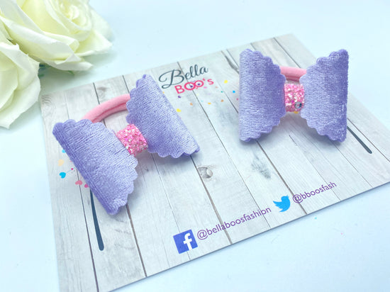 Load image into Gallery viewer, Lilac Velvet Bow Bobbles
