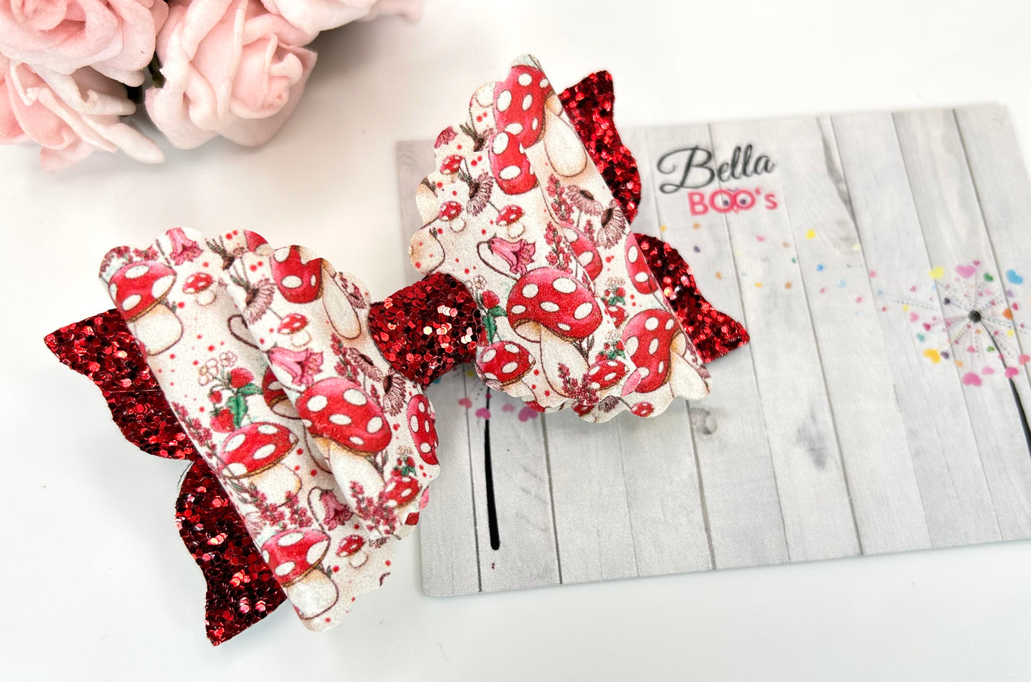 Load image into Gallery viewer, Toadstool Garden Hair Bow
