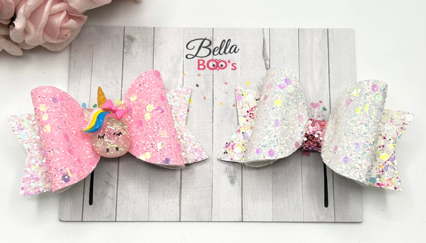 Bella Hair Bow Set - Unicorn Sparkle