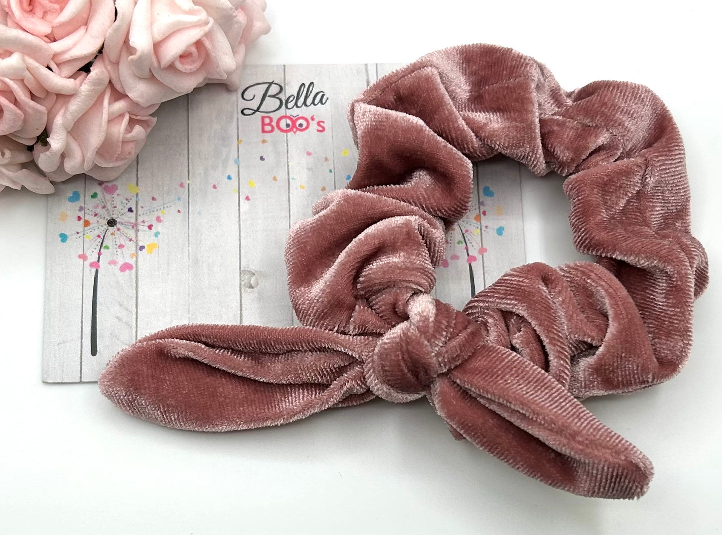 Load image into Gallery viewer, Rabbit Ear Hair Scrunchie - Dusky Pink Velour
