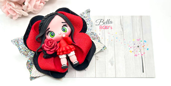Little Miss Rose Hair Bow - Handcrafted Clay
