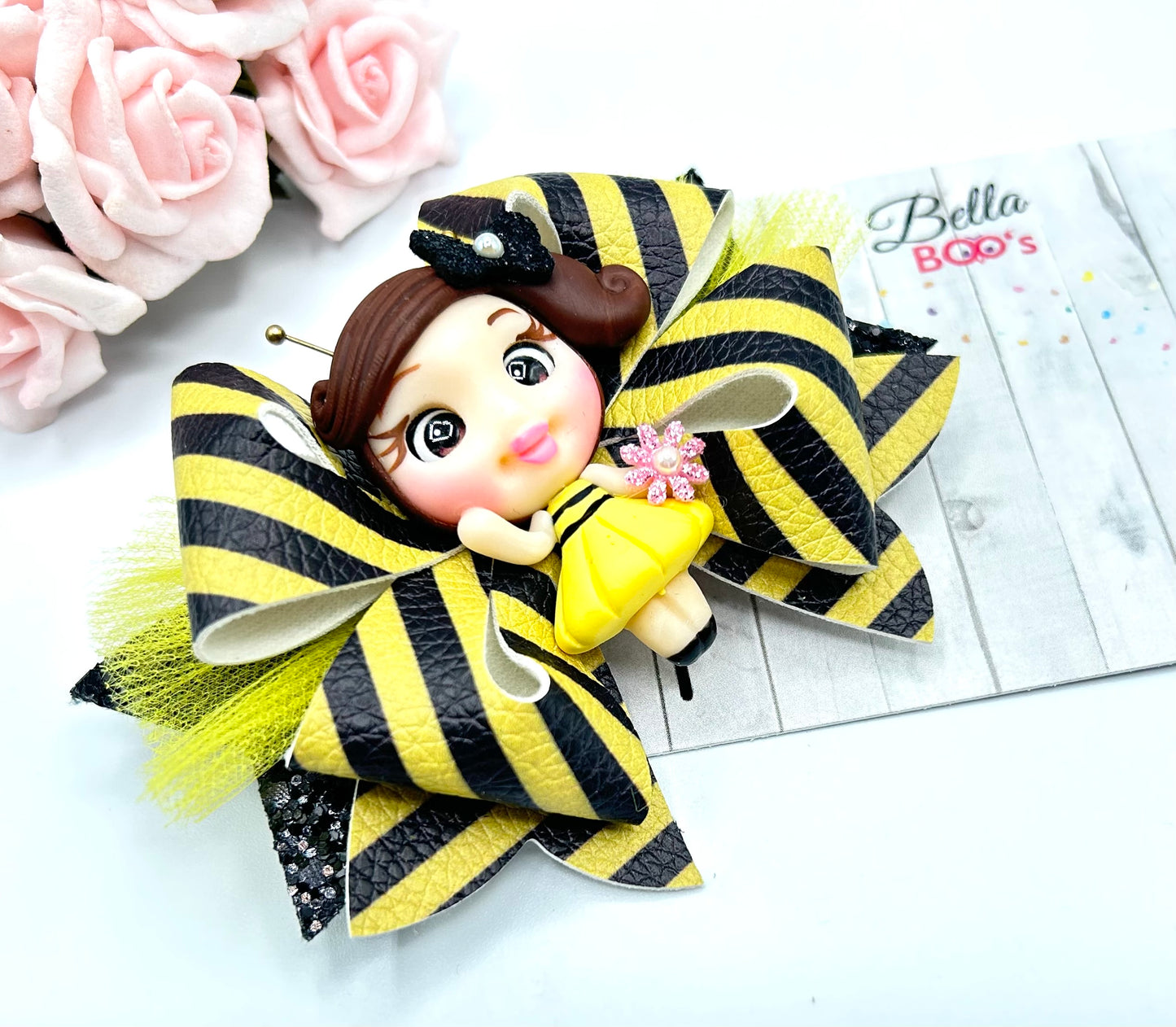 Bee Fantastic Girl Hair Bow - Handcrafted Clay