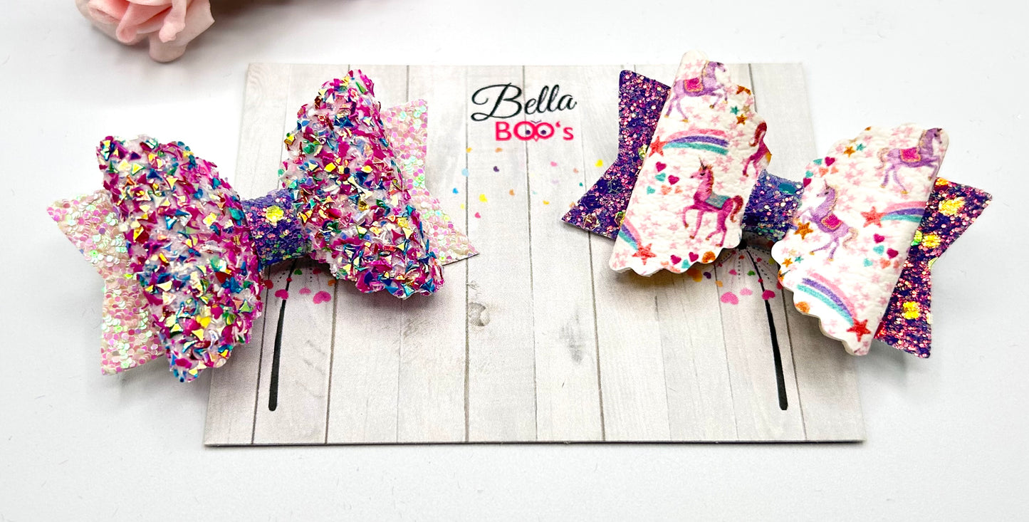 Load image into Gallery viewer, Bella Hair Bow Set - Unicorn Magic
