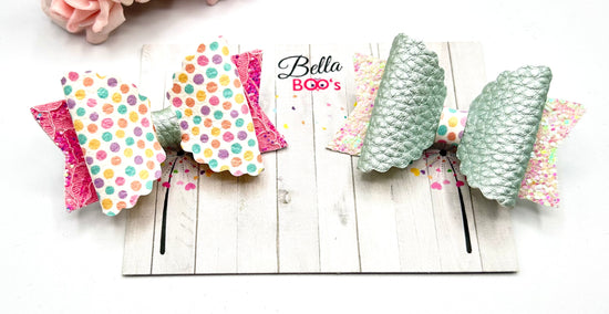 Bella Hair Bow Set - Dotty Pastels