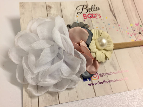 White, Pink & Grey Flowers - Baby Band